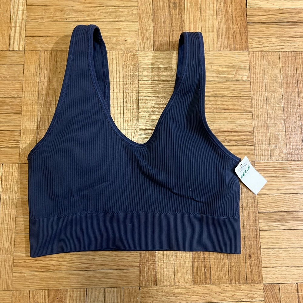 NWT Aerie Navy Ribbed Sports Bra